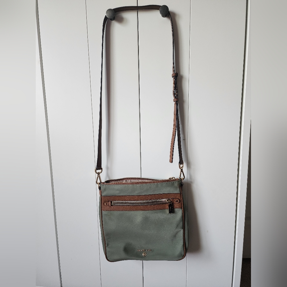 Green and Brown Michael Kors Crossbody Bag